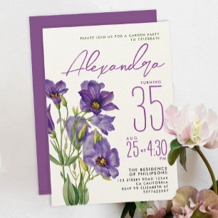 Invitation Fleurs Violettes Féminines Botaniques Élégantes