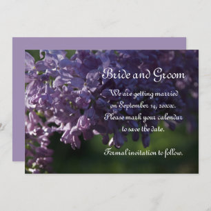 Invitation Fleurs violettes Lilac Mariage Enregistrer la date
