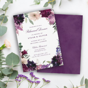 Invitation Fleurs violettes luxuriantes   Dîner De Répétition