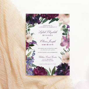 Invitation Fleurs violettes luxuriantes   Fête des mariées ro