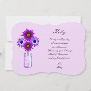 Invitation Fleurs violettes Mason Jar Maid Of Honor Card