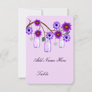 Invitation Fleurs violettes Mason Jars Table Place Card