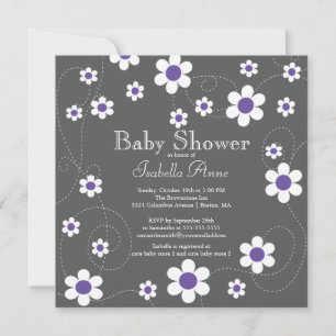 Invitation Fleurs violettes modernes Baby shower Floral Girls