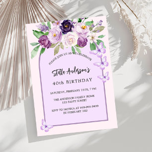 Invitation Fleurs violettes papillons orque fleur violet anni