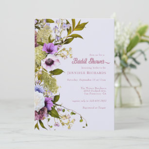 Invitation Fleurs violettes roses   Pompe nuptiale en fleurs