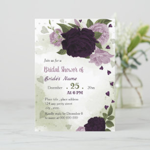 Invitation fleurs violettes verdure douche nuptiale