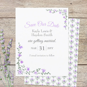 Invitation Fleurs Violettes, Vignes Feuillues Enregistrez Not