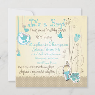 Invitation Fleurs Whimsical C'est un Baby shower garçon