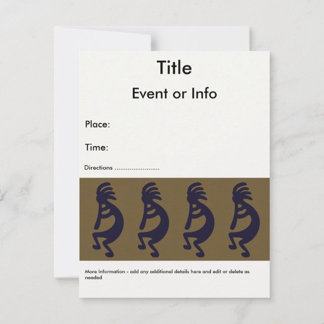 Invitation Flexibilité de la figure Kokopelli - Noir sur Vert (Dos)