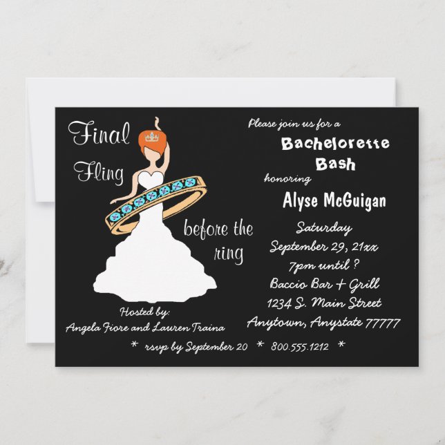 Invitation Fling Final De La Tête De Redhead Avant Les Invita (Devant)
