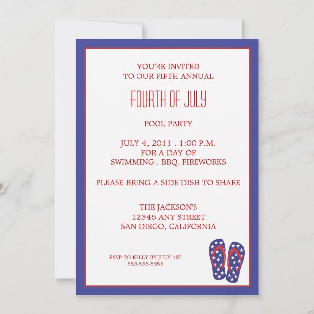 Invitation Flip Flop 4 juillet (Devant)