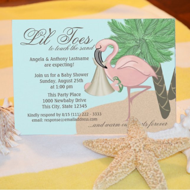 Invitation Flip Flop et Baby shower Flamant rose (Créateur téléchargé)