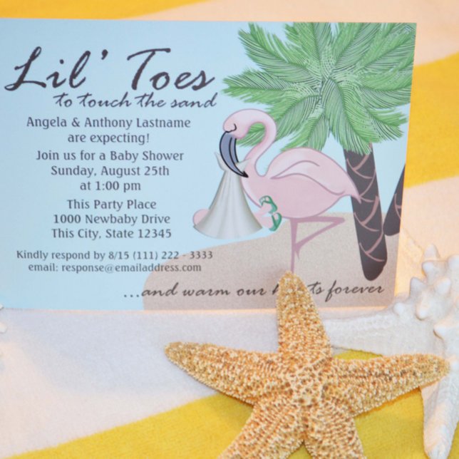 Invitation Flip Flop et Baby shower Flamant rose (Créateur téléchargé)