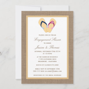 Invitation Flip Flop Plage De Sable Sur Burlap Fiançailles Do