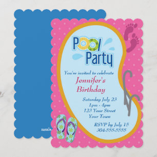Invitation Flip Flop Pool fête anniversaire