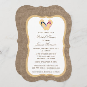 Invitation Flip Flop Sand Beach Burlap Fêtes des mariées Invi