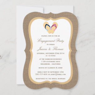 Invitation Flip Flop Sandy Beach Sur Burlap Engagement Party