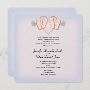 Invitation Flip Flops bleu et bleu Plage Mariage