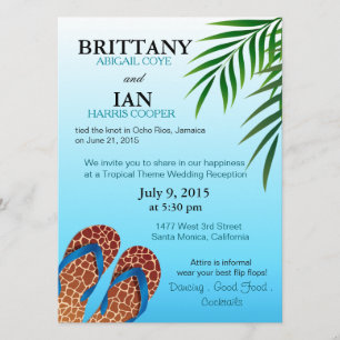 Invitation Flip Flops de plage Réception de mariage