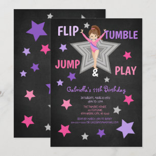 Invitation Flip, Tumble, Jump & Play Gymnastique Anniversaire