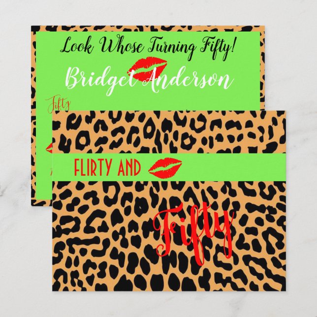 Invitation Flirty 50th Turning Cinquantième fête d'anniversai (Devant / Derrière)