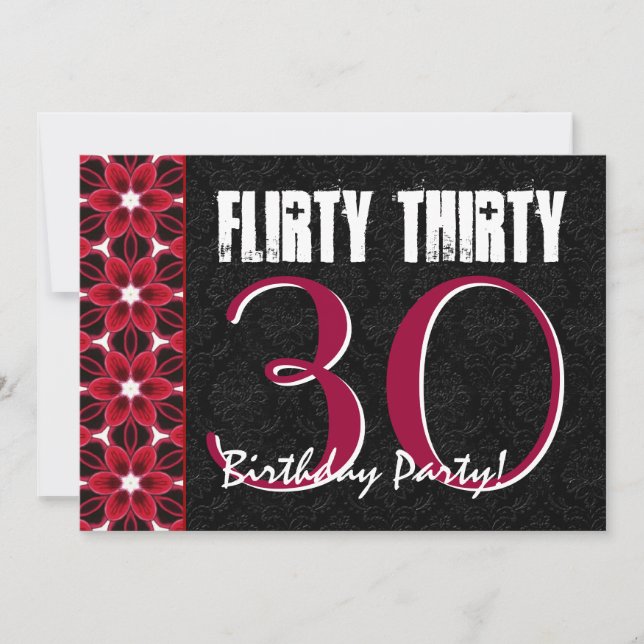 Invitation Flirty Thirty 30th Birthday Party Pink and Black (Devant)