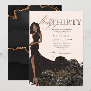 Invitation Flirty Thirty Glam Black & Rose Gold 30e anniversa