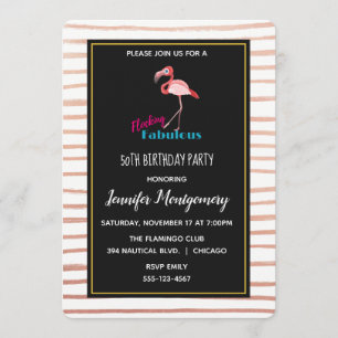 Invitation Flocking Fabulous avec Flamant rose rose Anniversa