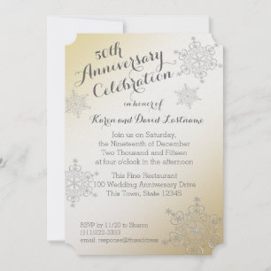 Invitation Flocon d'Argent Doré 50e Anniversaire de Mariage