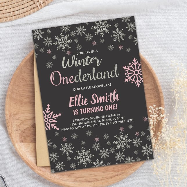 Invitation Flocon de neige 1er fête d'anniversaire pour les f (Winter Onederland Birthday Invitations)