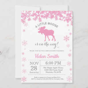 Invitation flocon de neige Baby Shower Fille Hiver