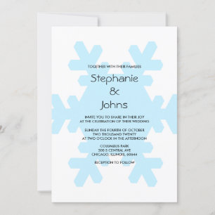 Invitation Flocon de neige Bleu Blanc Classy Élégant Mariage