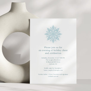 Invitation Flocon de neige bleu élégant Simple Noël Fêtes