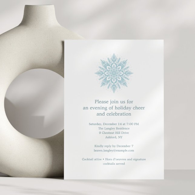 Invitation Flocon de neige bleu élégant Simple Noël Fêtes (Créateur téléchargé)