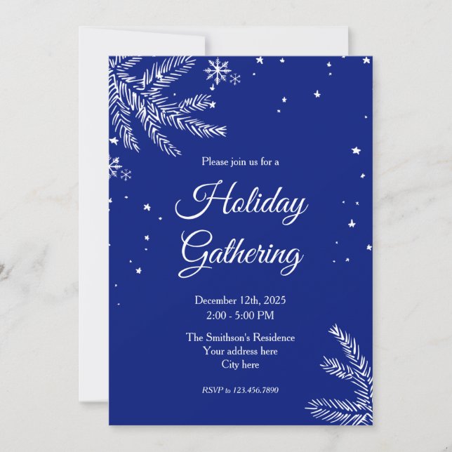Invitation Flocon de neige bleu et blanc 5"x7" Rassemblement  (Devant)