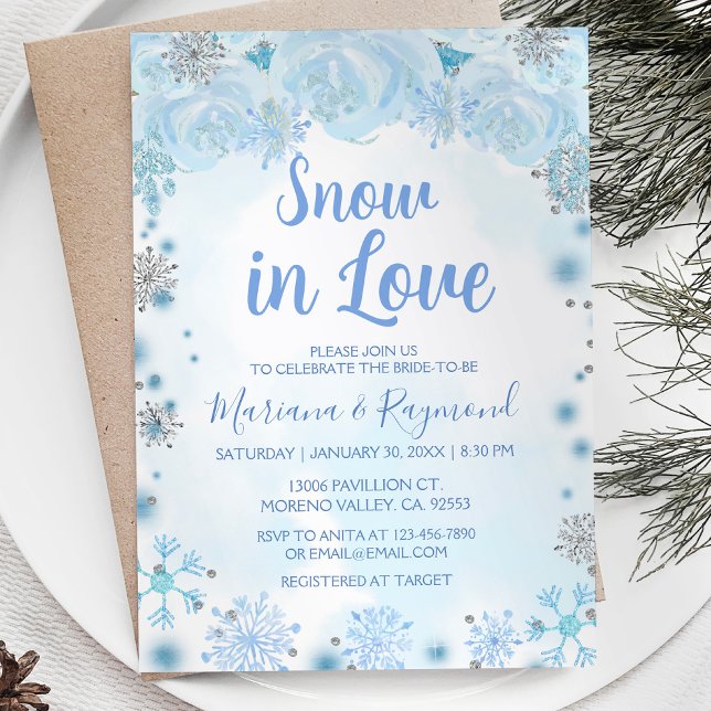 Invitation Flocon De Neige Bleu Neige Hiver Neige En Amour Co (Créateur téléchargé)