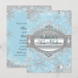 Invitation Flocon de Neige Bleu pour les 16 ans Wo