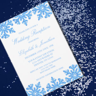 Invitation Flocon de neige bleu Réception de mariage d'hiver
