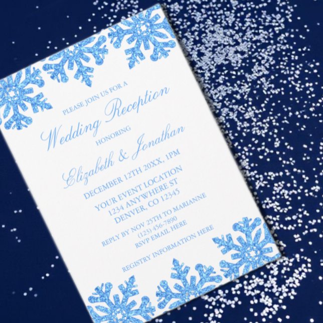 Invitation Flocon de neige bleu Réception de mariage d'hiver (Créateur téléchargé)