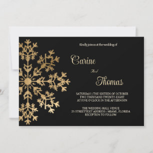 Invitation Flocon de neige Chic faux or sur mariage d'hiver n