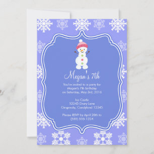 Invitation Flocon de neige congelé hiver Snowman Anniversaire