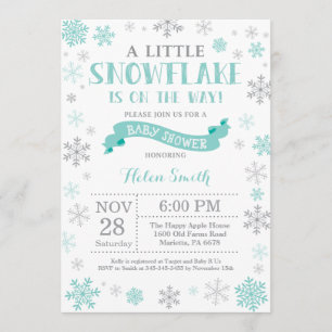 Invitation Flocon de neige d'Aqua d'invitation de baby shower