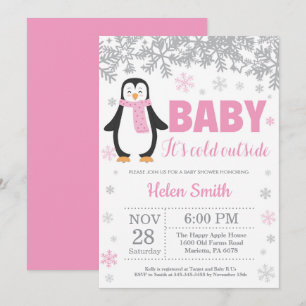 Invitation Flocon de neige de baby shower de fille de rose