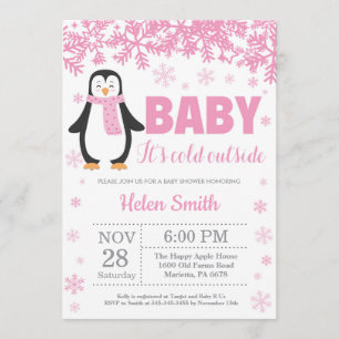 Invitation Flocon de neige de baby shower de fille de rose