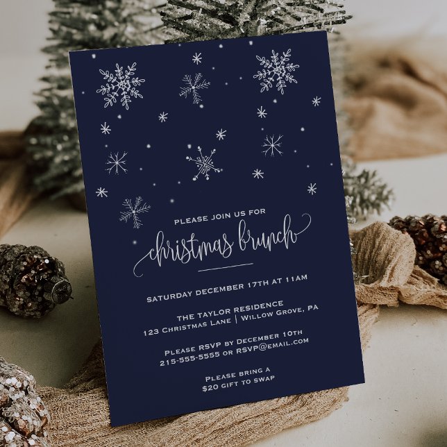 Invitation Flocon de neige de la Marine Brunch de Noël (Créateur téléchargé)