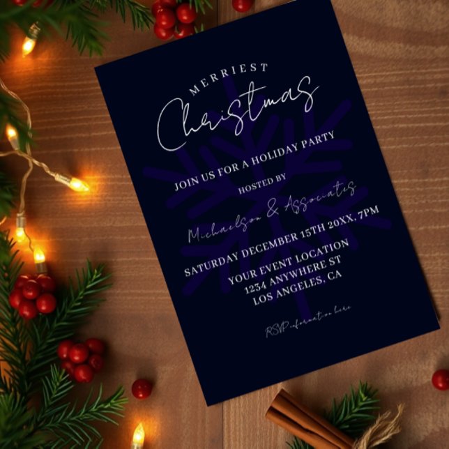 Invitation Flocon de neige de Noël le plus joyeux Fête Bleu m (Créateur téléchargé)