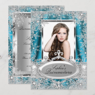 Invitation Flocon de Neige de Quinceanera de Teinte Argenté É