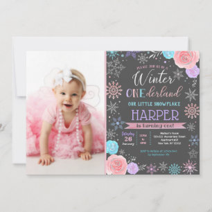 Invitation Flocon de neige d'hiver 1er anniversaire