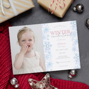 Invitation Flocon de neige d'hiver 1er anniversaire Onederlan
