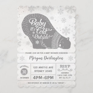 Invitation Flocon de neige d'invitation de baby shower d'ours